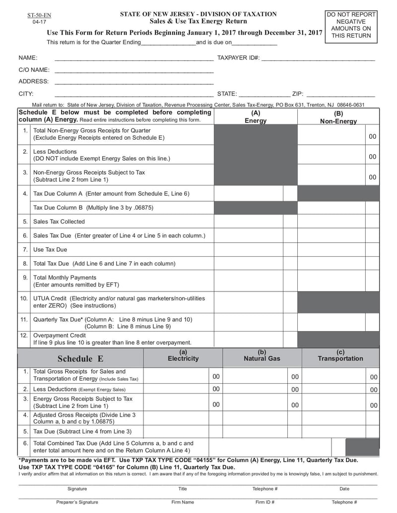 Large thumbnail of NJ Form ST-50-EN Sales and Use Energy - Dec 2018