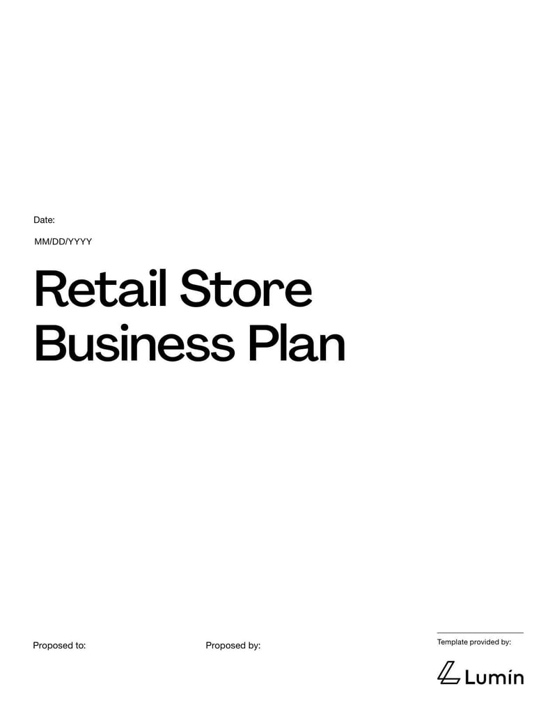 Retail Store Business Plan Template for managing and funding a retail business