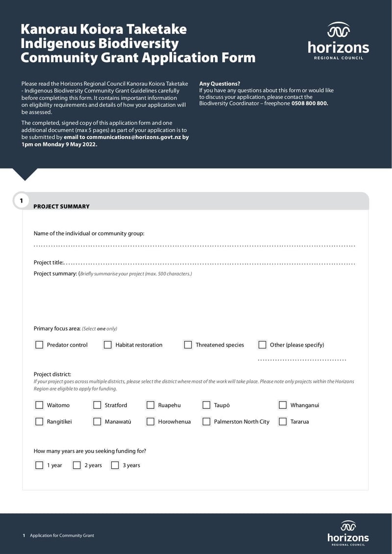 Large thumbnail of Indigenous Biodiversity Community Grant Application Form - Mar 2022