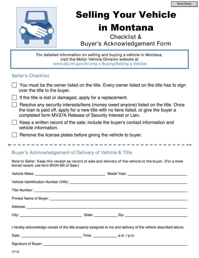 Large thumbnail of Montana Checklist and Buyer's Acknowledgement Form