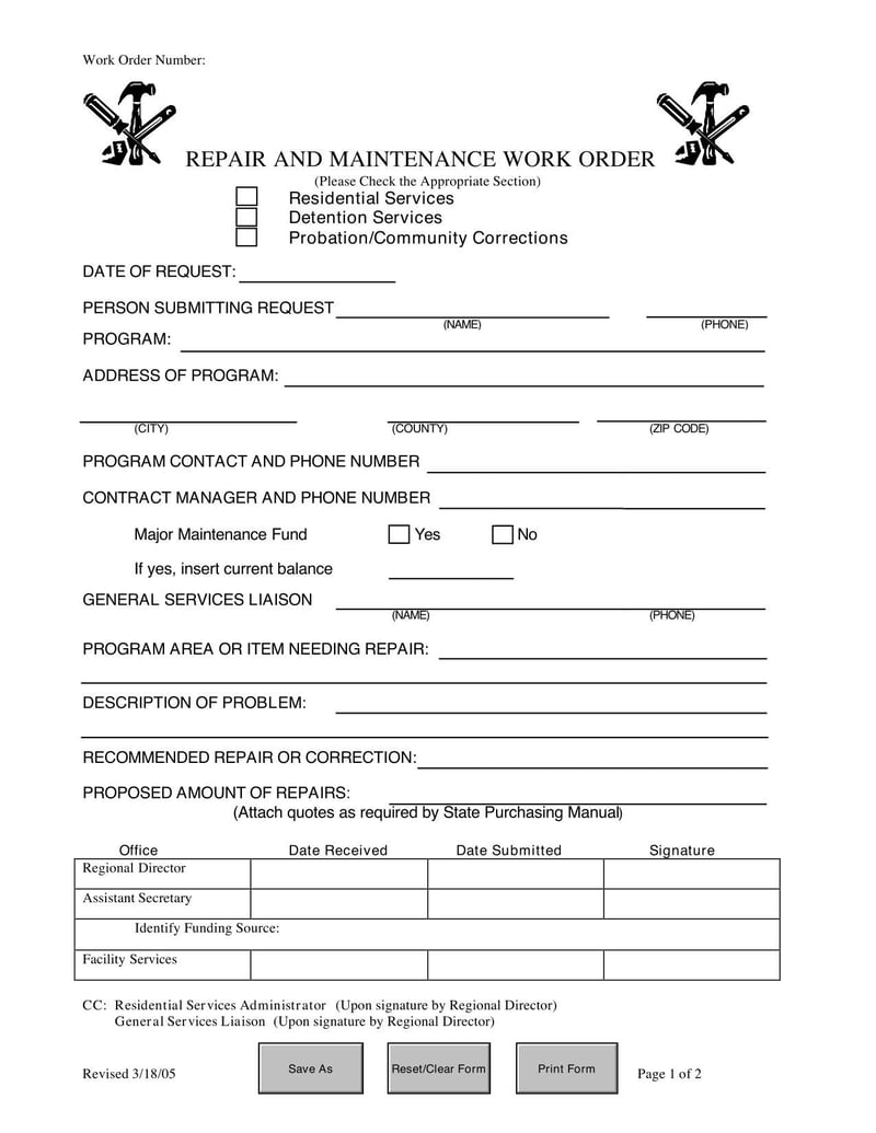 Large thumbnail of Florida Repair and Maintenance Work Order