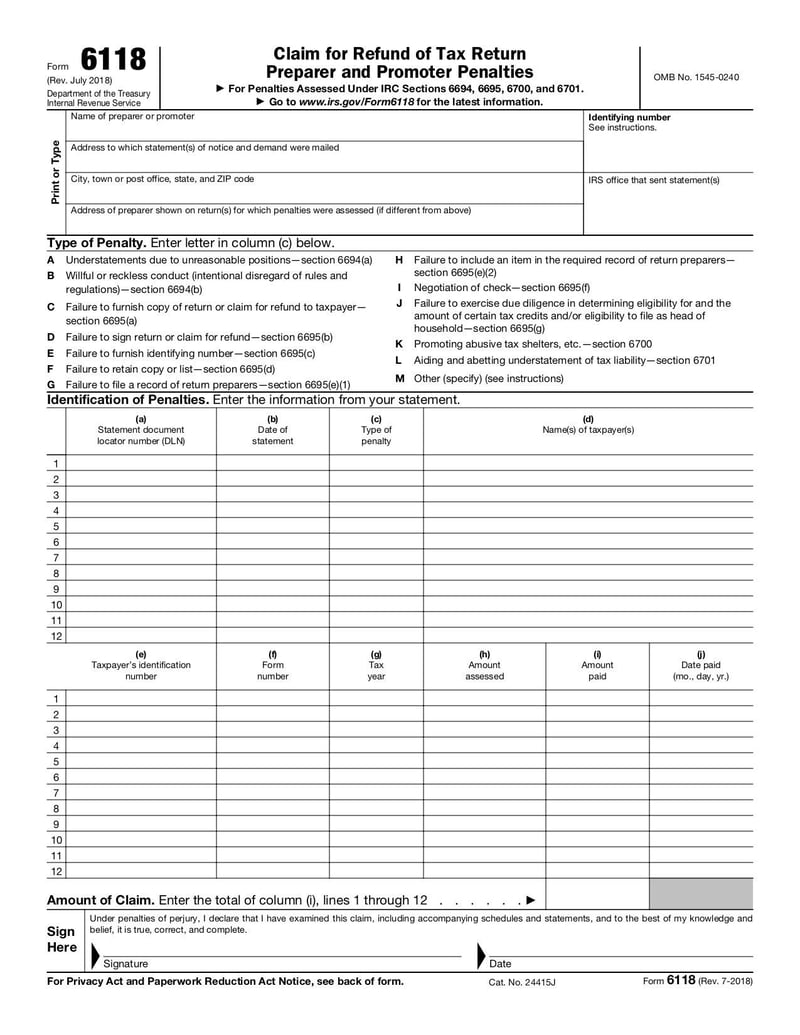 Large thumbnail of Form 6118 - Jul 2018