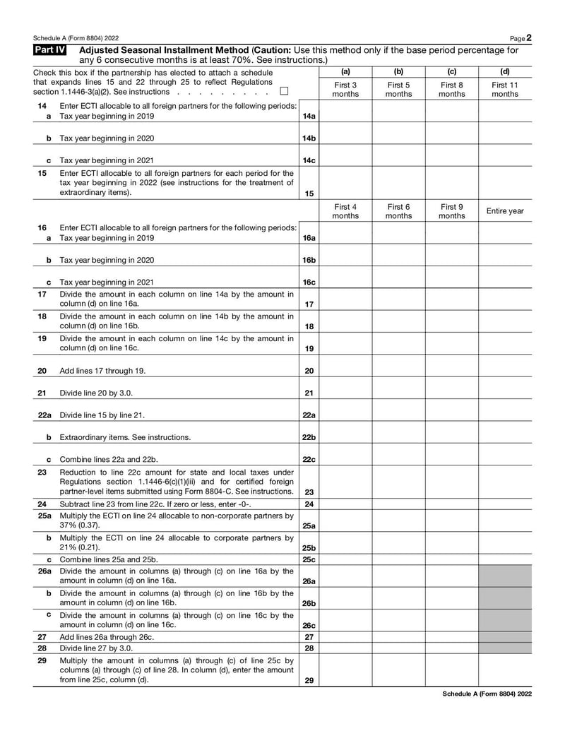 Large thumbnail of Schedule A (Form 8804) - Dec 2022