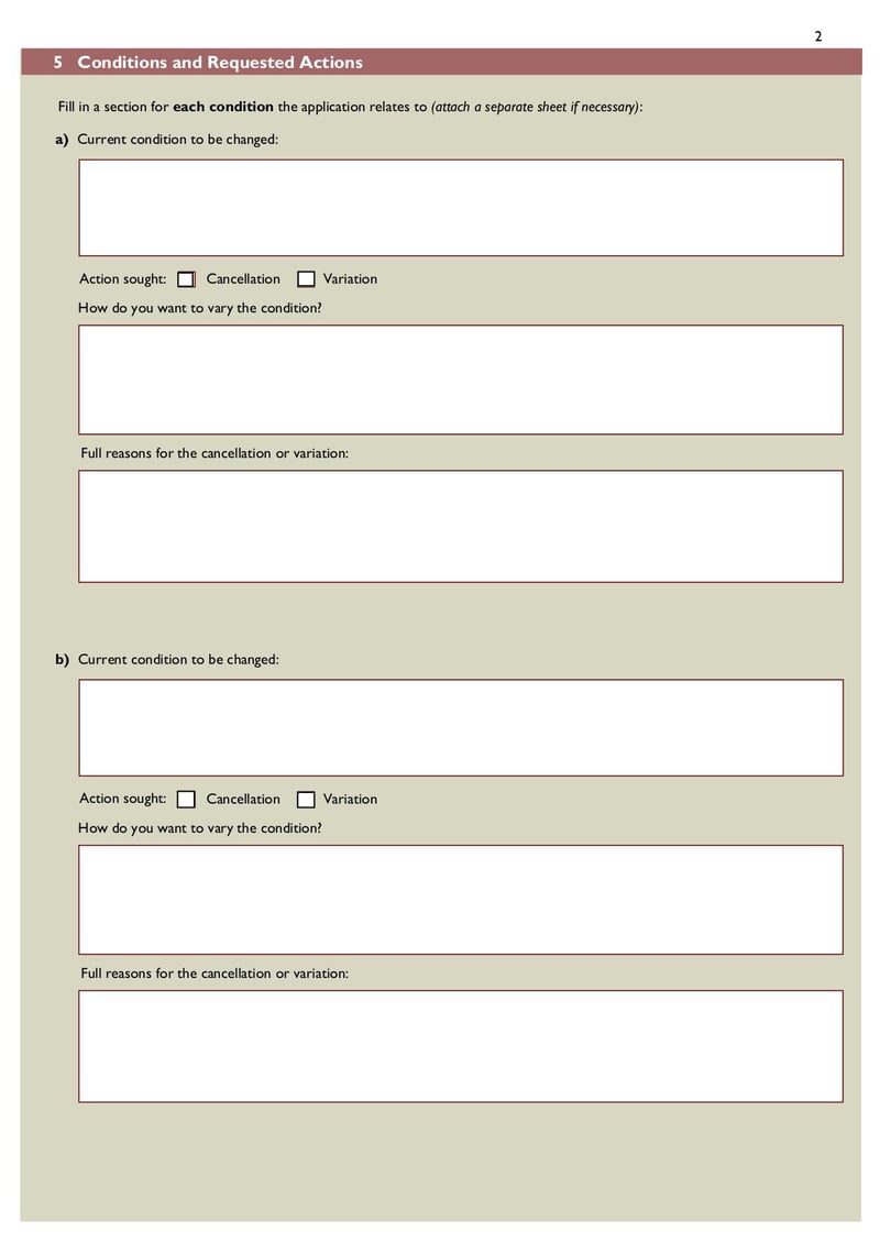 Large thumbnail of Application for Variation or Cancellation of Conditions - Sep 2018