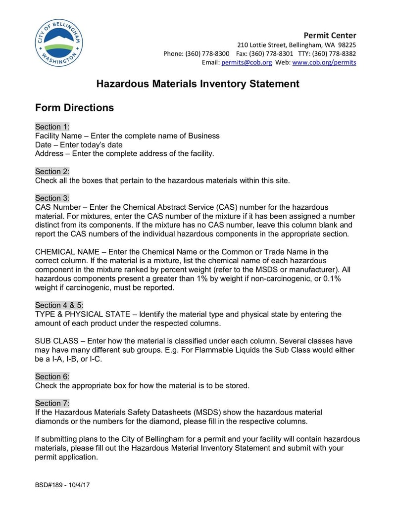 Thumbnail of Hazardous Materials Inventory Statement - Oct 2017 - page 0