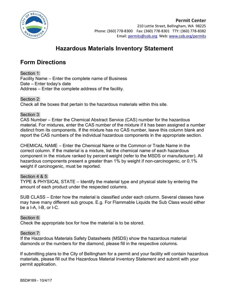 Large thumbnail of Hazardous Materials Inventory Statement - Oct 2017