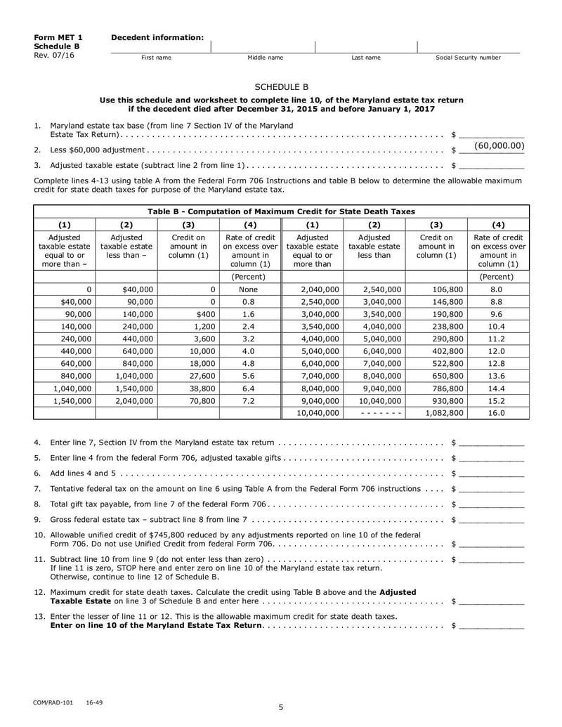 Large thumbnail of Maryland Estate Tax Return - Sep 2017