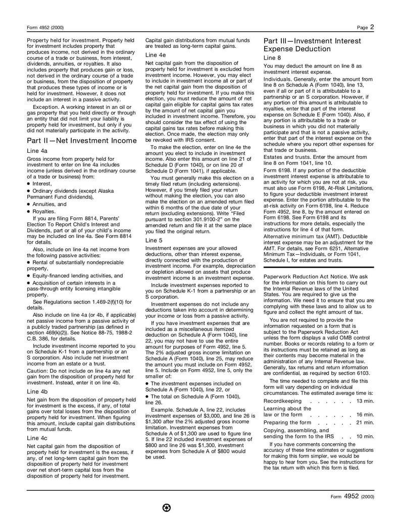 Large thumbnail of Form 4952 - Jun 2000