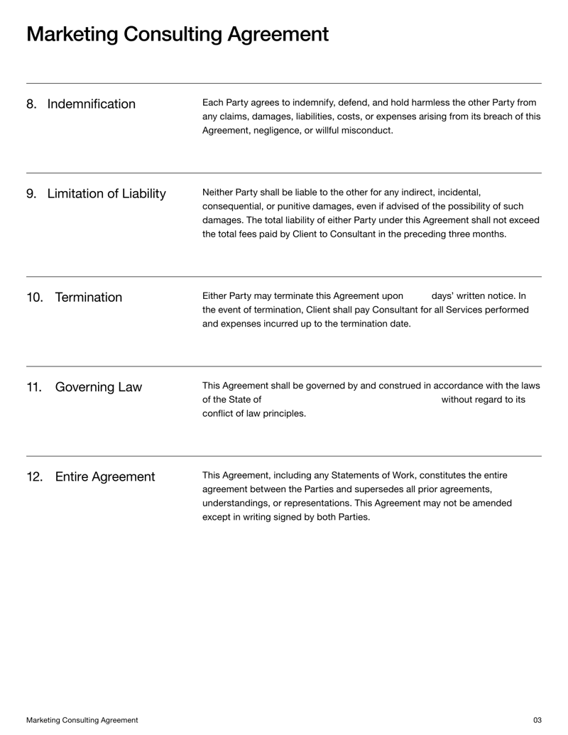 Marketing Consulting Agreement defining services, compensation, confidentiality and intellectual property terms
