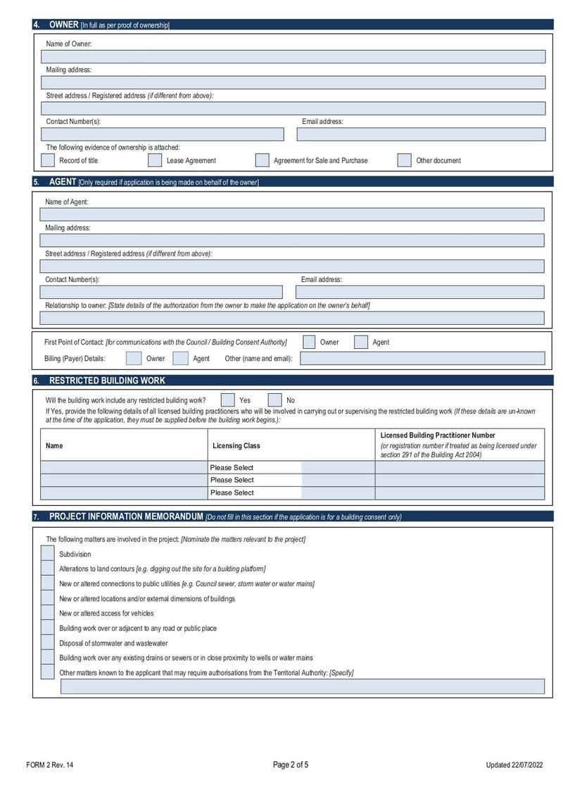 Large thumbnail of Form 2 Building Consent Application - Nov 2022