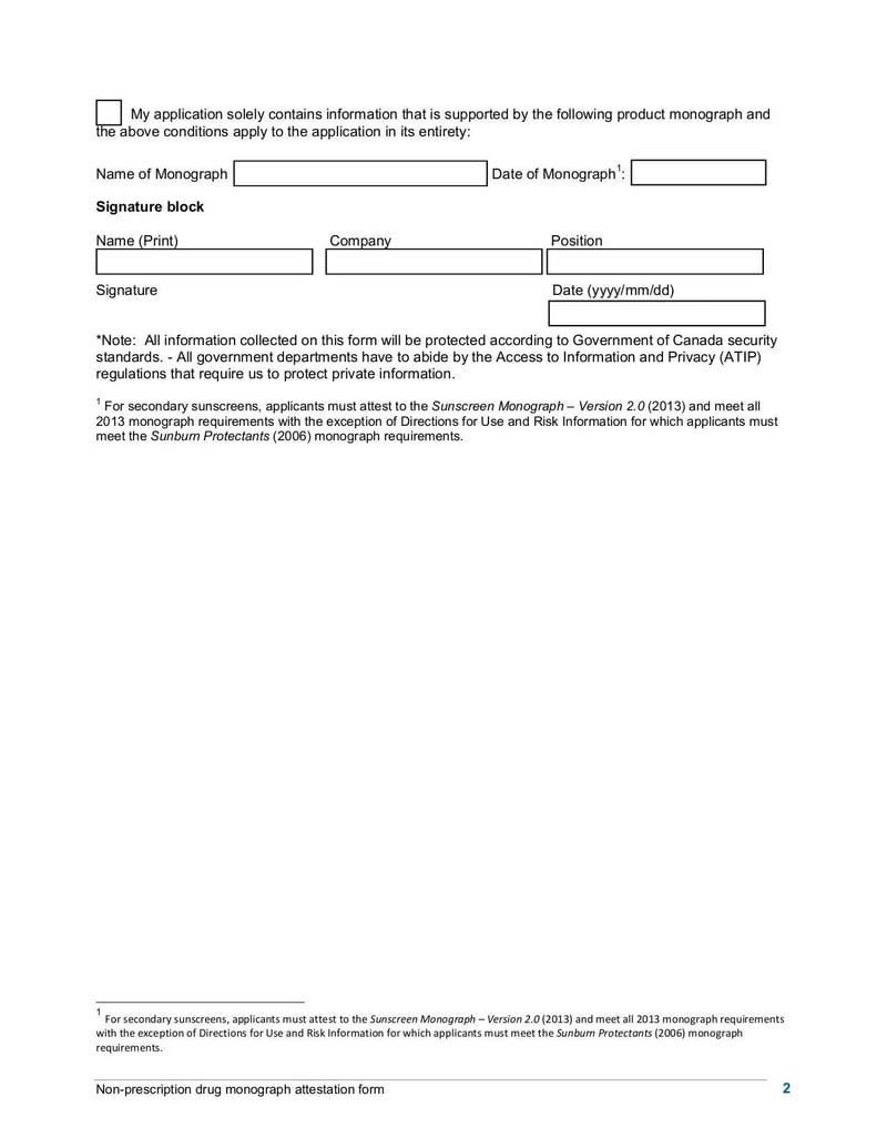 Large thumbnail of Non-Prescription Drug Monograph Attestation Form - Sep 2017