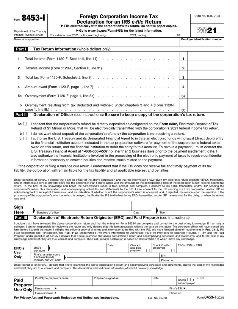 Large thumbnail of Form 8453-I - Nov 2021