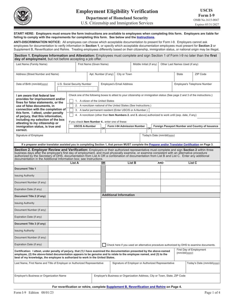 Large thumbnail of Form I-9 - 2023