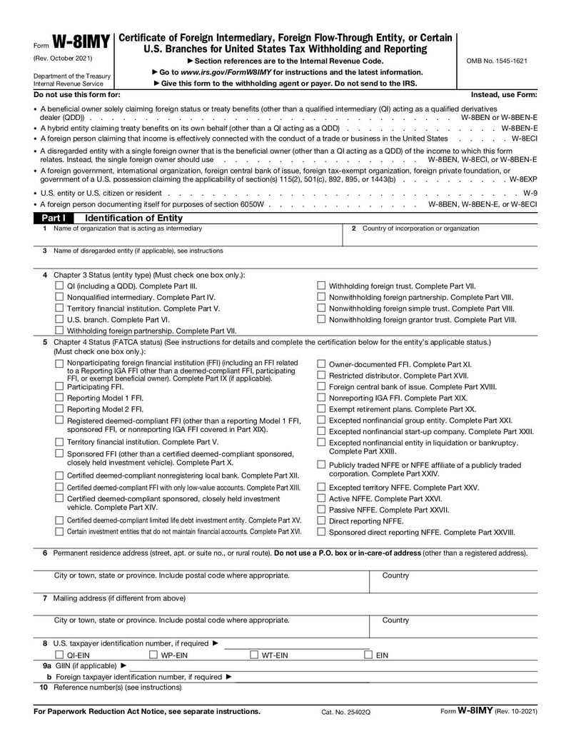 Large thumbnail of Form W-8 IMY - Nov 2021