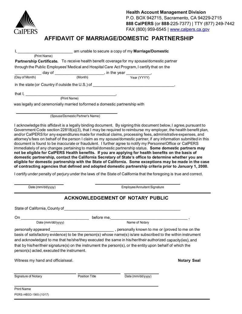 Large thumbnail of Affidavit Of Marriage/Domestic Partnership - Feb 2018