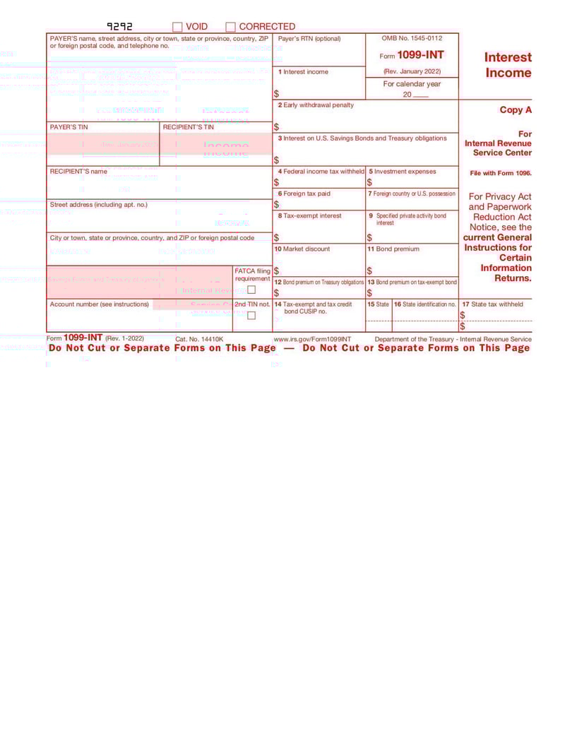 Large thumbnail of Form 1099-INT - Jan 2022