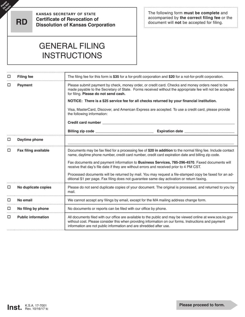 Large thumbnail of Certificate of Revocation of Dissolution of Kansas Corporation
