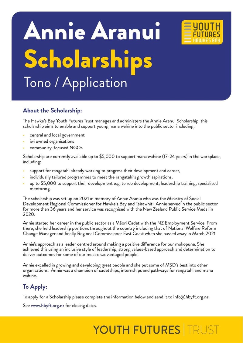 Large thumbnail of Annie Aranui Scholarship Application Form - Feb 2022