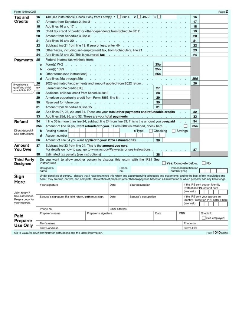 Large thumbnail of Form 1040 - Jan 2023