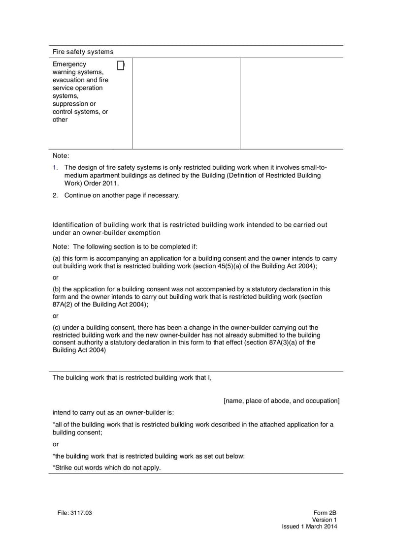 Large thumbnail of Form 2B - Statutory Declaration as to Owner-Builder Status - Mar 2014