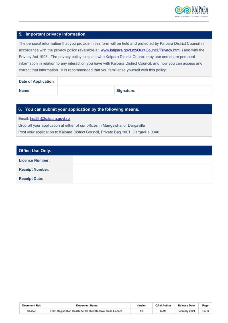Large thumbnail of Application for Offensive Trade Septic Operator/Night Soil Collection Registration - Jan 2021