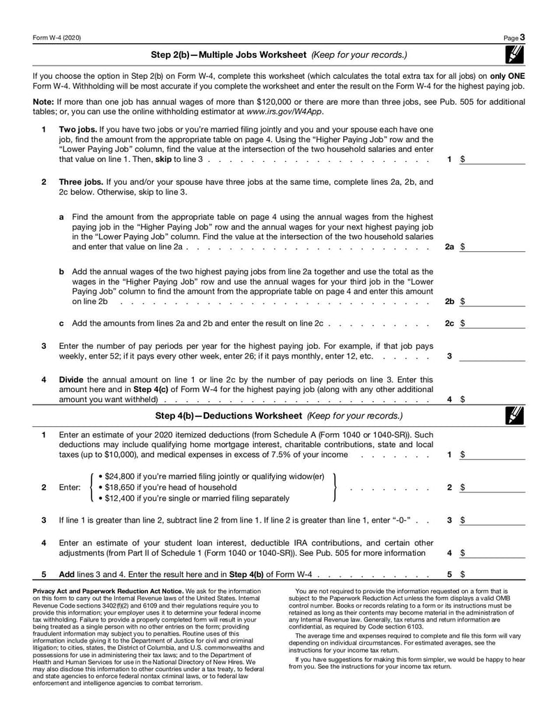 Large thumbnail of IRS Form W-4: Employee's Withholding Certificate - Jan 2020