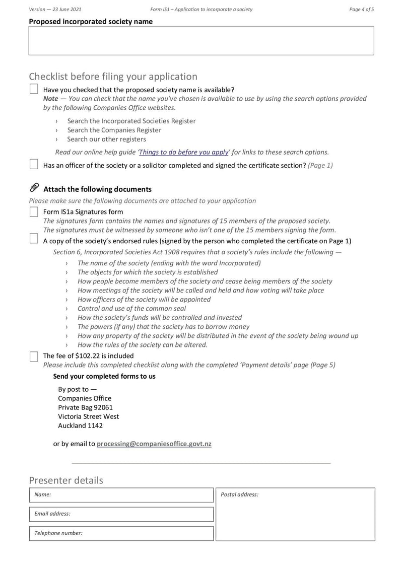 Large thumbnail of Form IS1 Application to Incorporate a Society - Jun 2021
