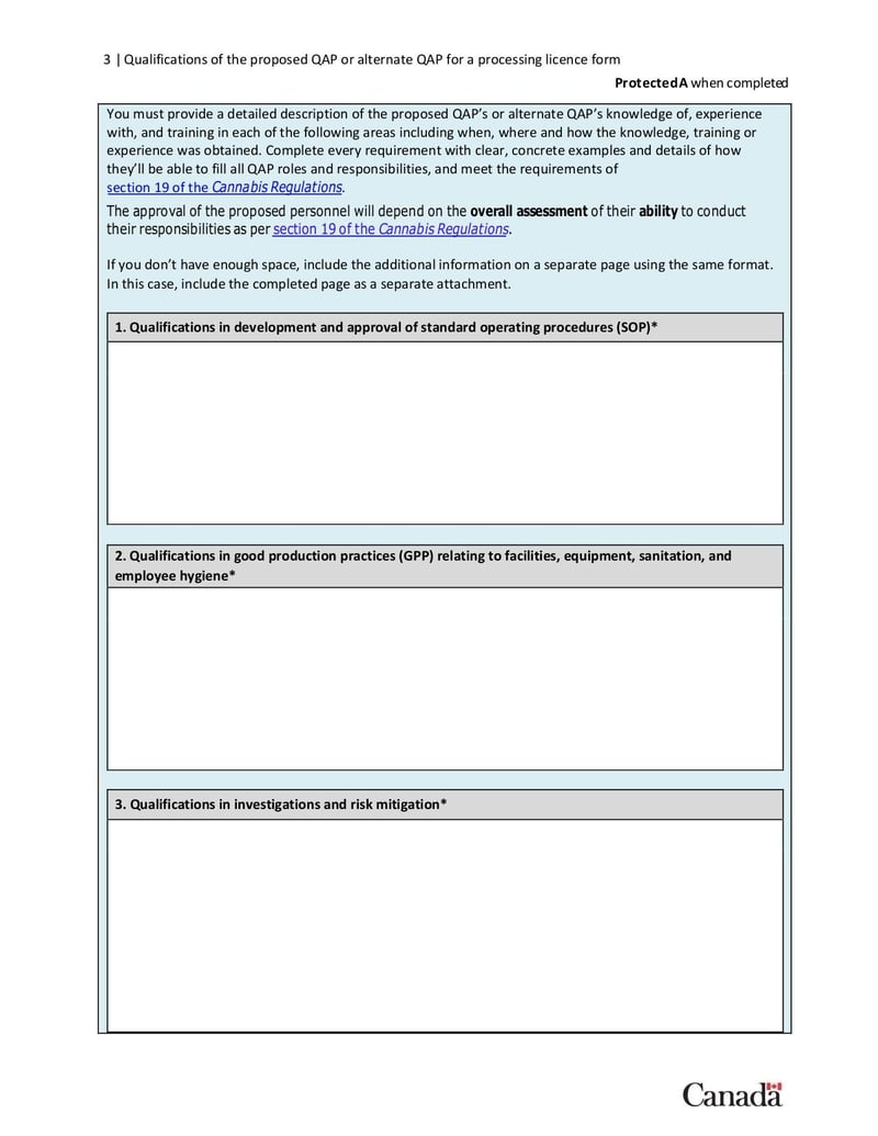 Large thumbnail of Qualifications of the Proposed Quality Assurance Person (QAP) or Alternate QAP for a Processing Licence Form - Aug 2022