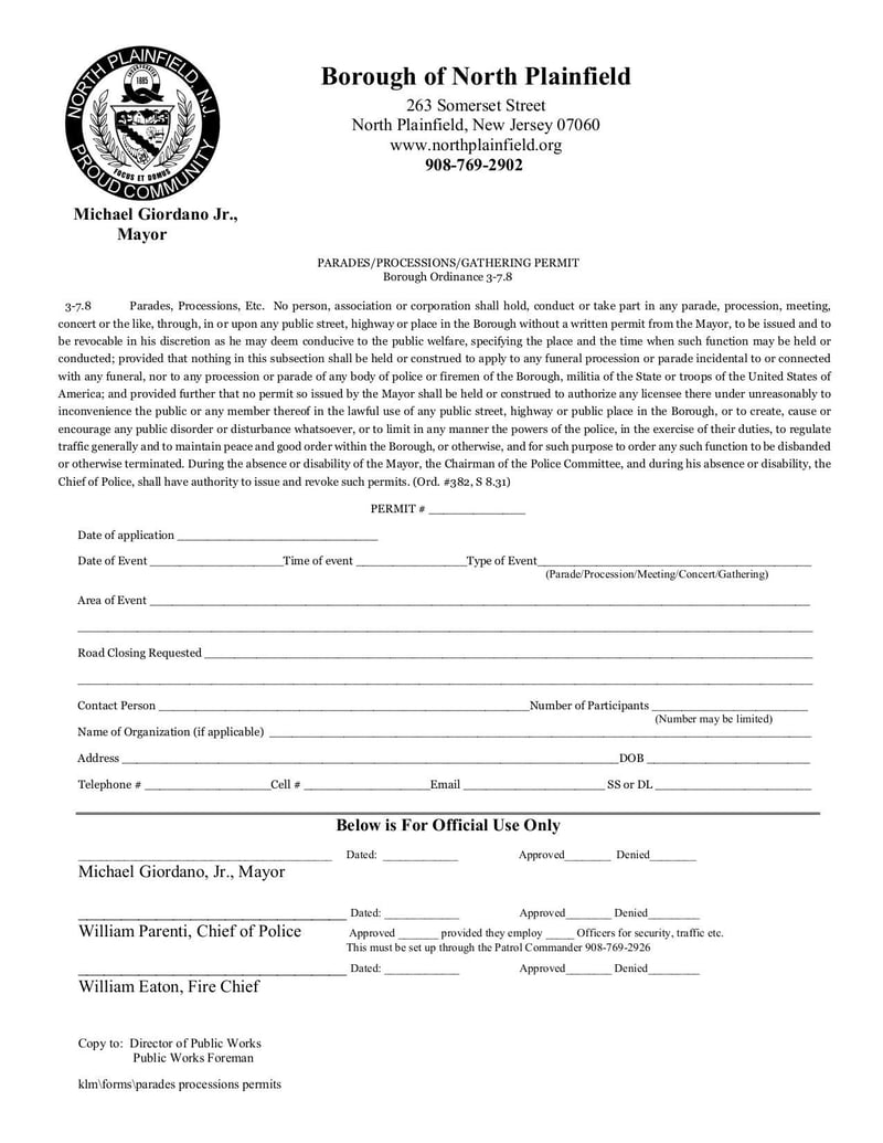 Large thumbnail of Parades Processions Gathering Permit - Jun 2020