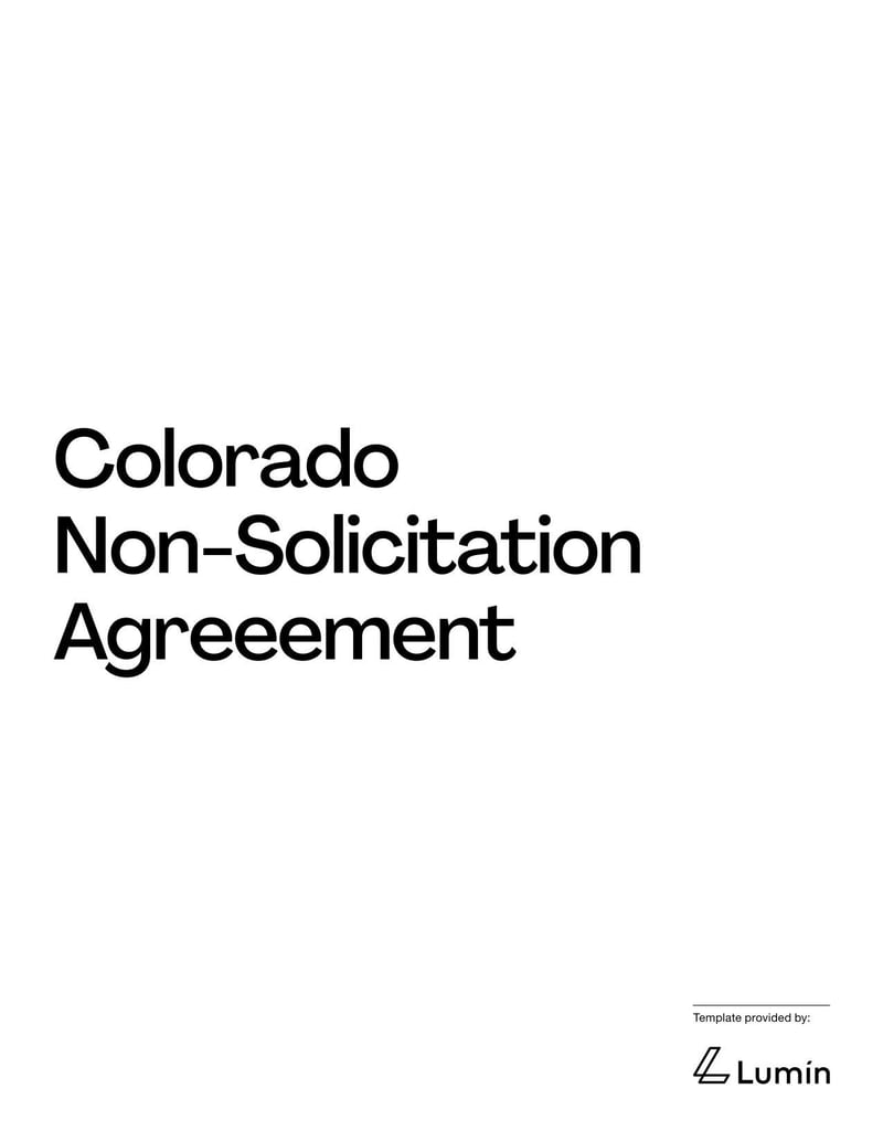 Non-Solicitation Agreement Colorado for restricting solicitation of clients or employees after employment ends in accordance with state law