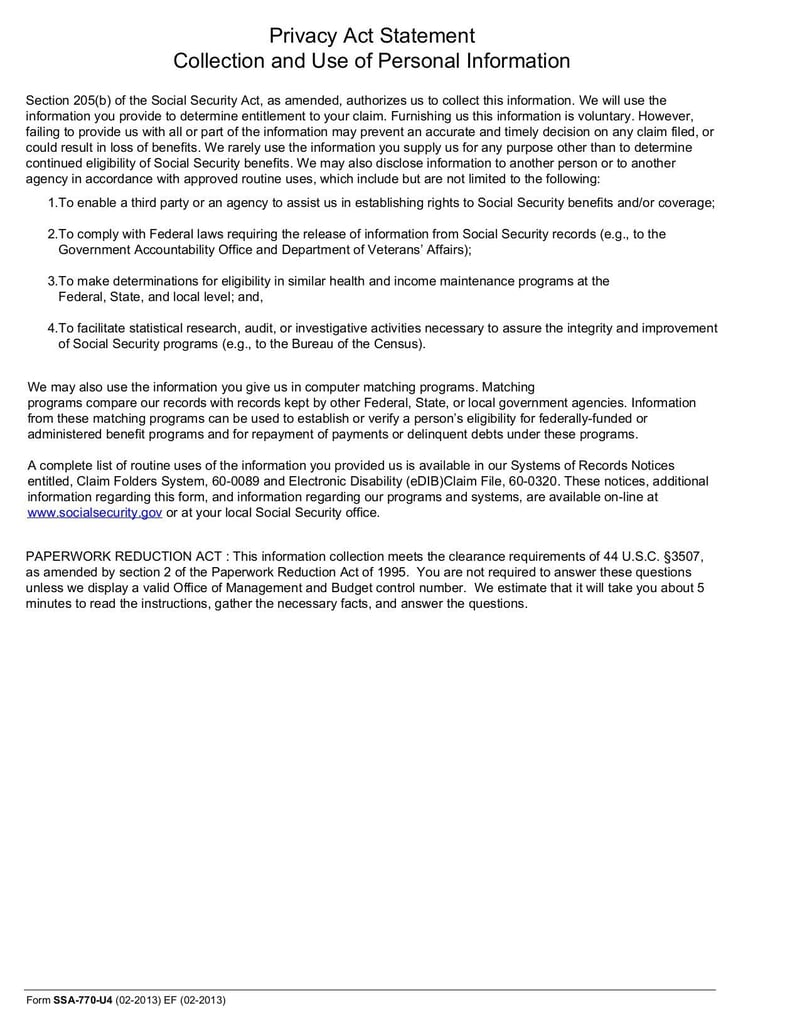 Large thumbnail of Form SSA-770-U4 - May 2016