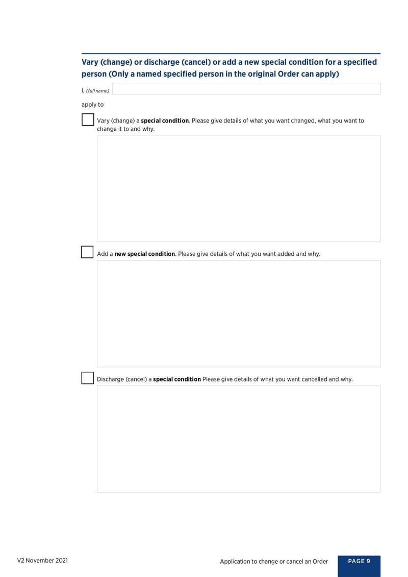 Large thumbnail of Application to Change or Cancel an Order - May 2022