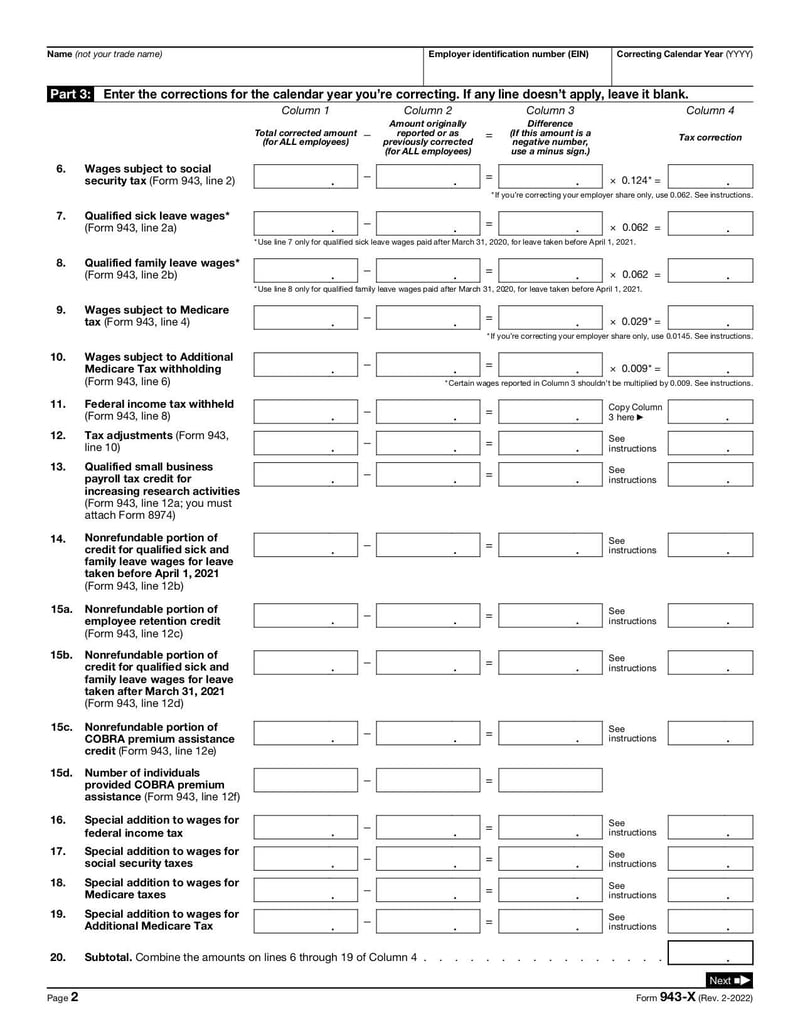 Large thumbnail of Form 943-X - Feb 2023
