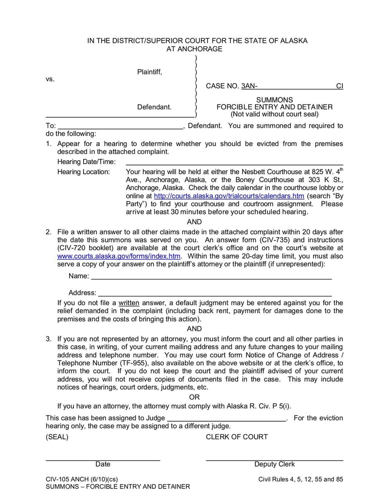 Large thumbnail of Form CIV-105 ANCH - Jul 2015