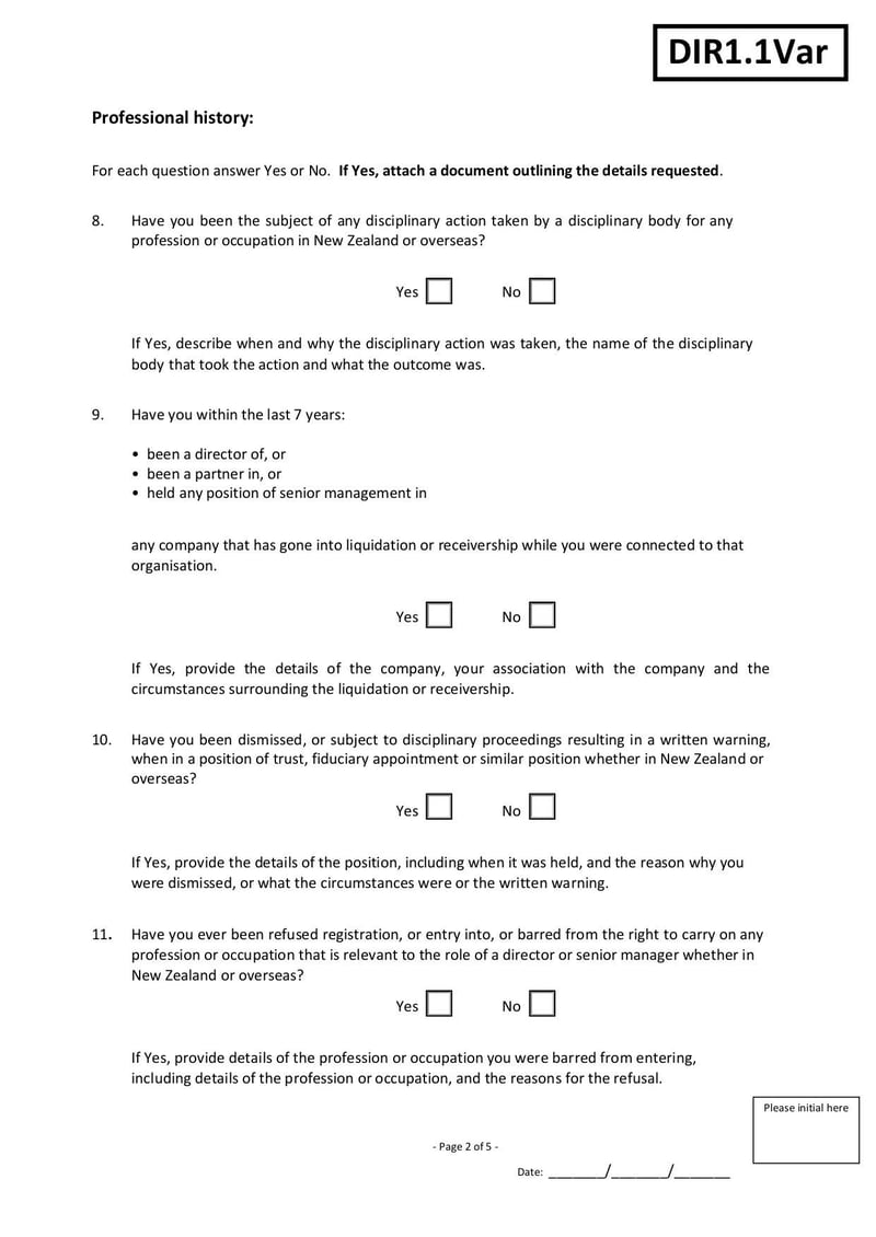 Large thumbnail of DIR 11 Director/Senior Manager Statutory Declaration Form - Dec 2016