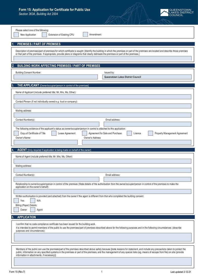 Large thumbnail of Form 15 Application for Certificate of Public Use - Dec 2021