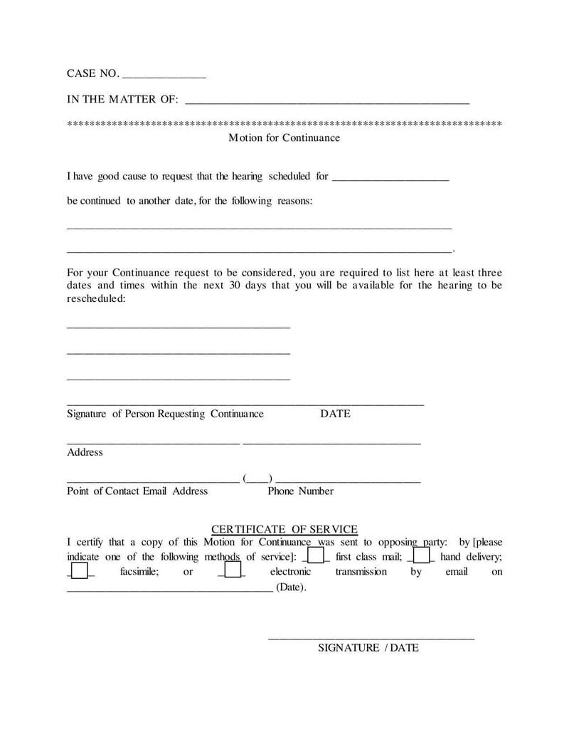 Large thumbnail of Motion for Continuance - Nov 2015