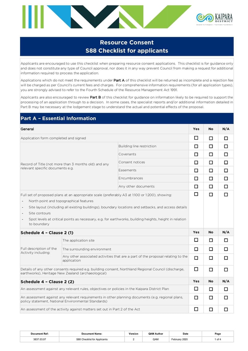 Large thumbnail of S88 Resource Consent Checklist for Applicants - Apr 2019