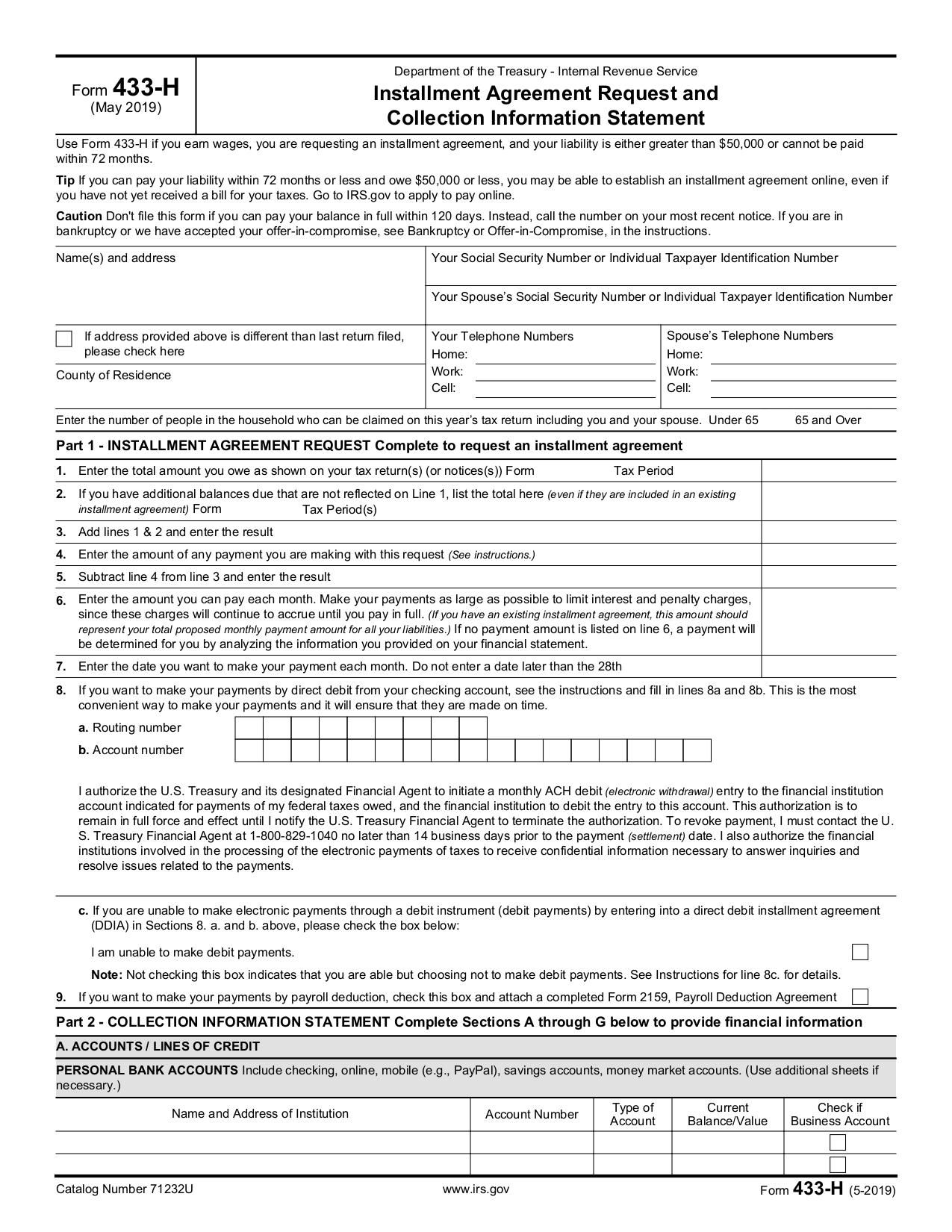 Form 433-H | Fill and sign online with Lumin