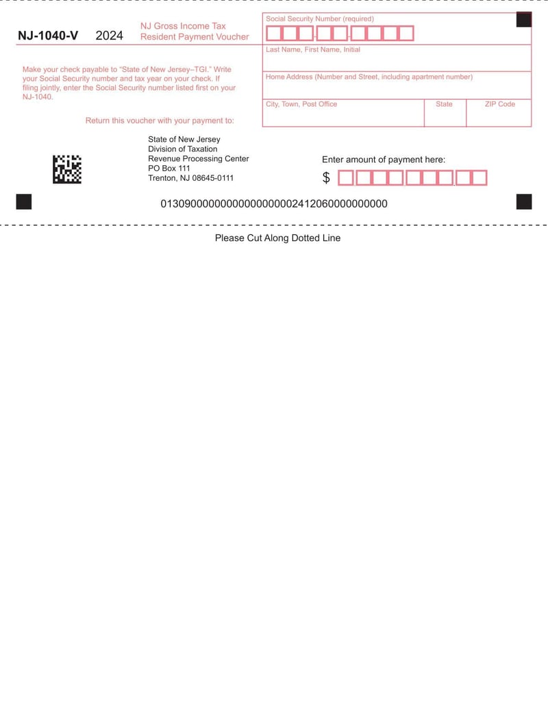 Large thumbnail of Form NJ-1040-V - 2024