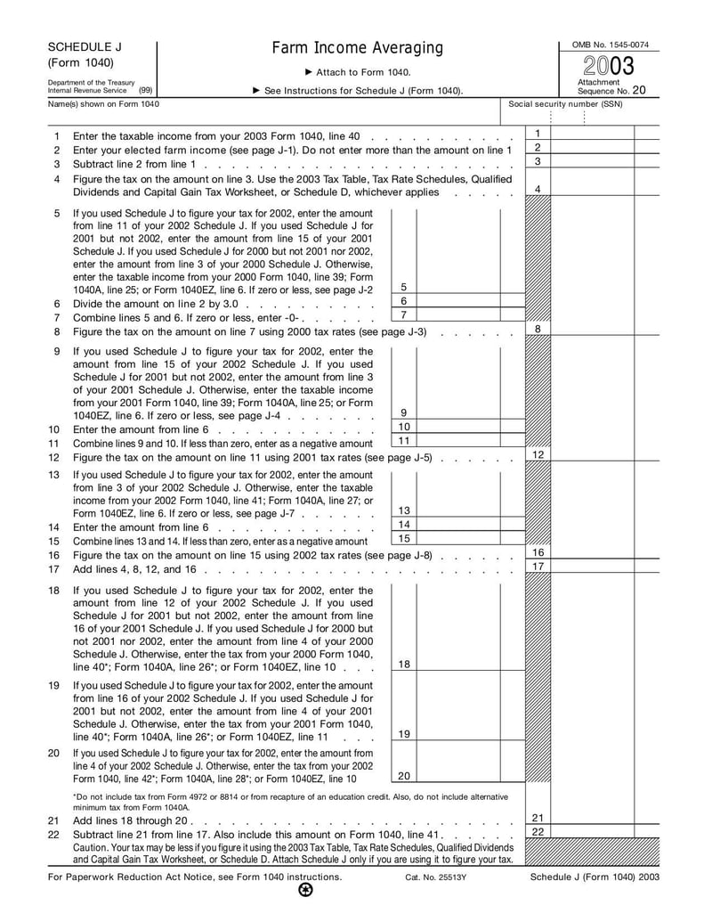 Large thumbnail of Form 1040 (Schedule J) - Jun 2006