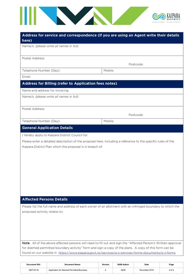Large thumbnail of Application Under Section 87BA of the Resource Management Act 191 for Deemed Permitted Boundary Activity - Nov 2019