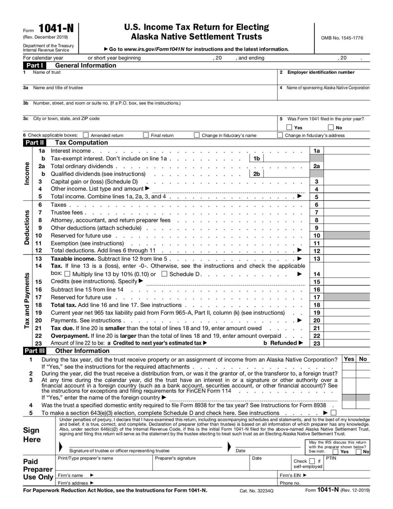 Large thumbnail of Form 1041-N - Dec 2019