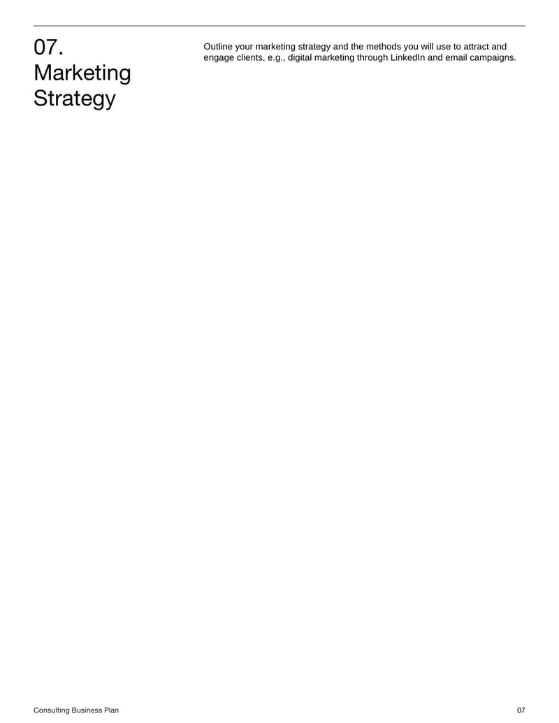 Consulting Business Plan Template for planning a consulting firm's services and operations