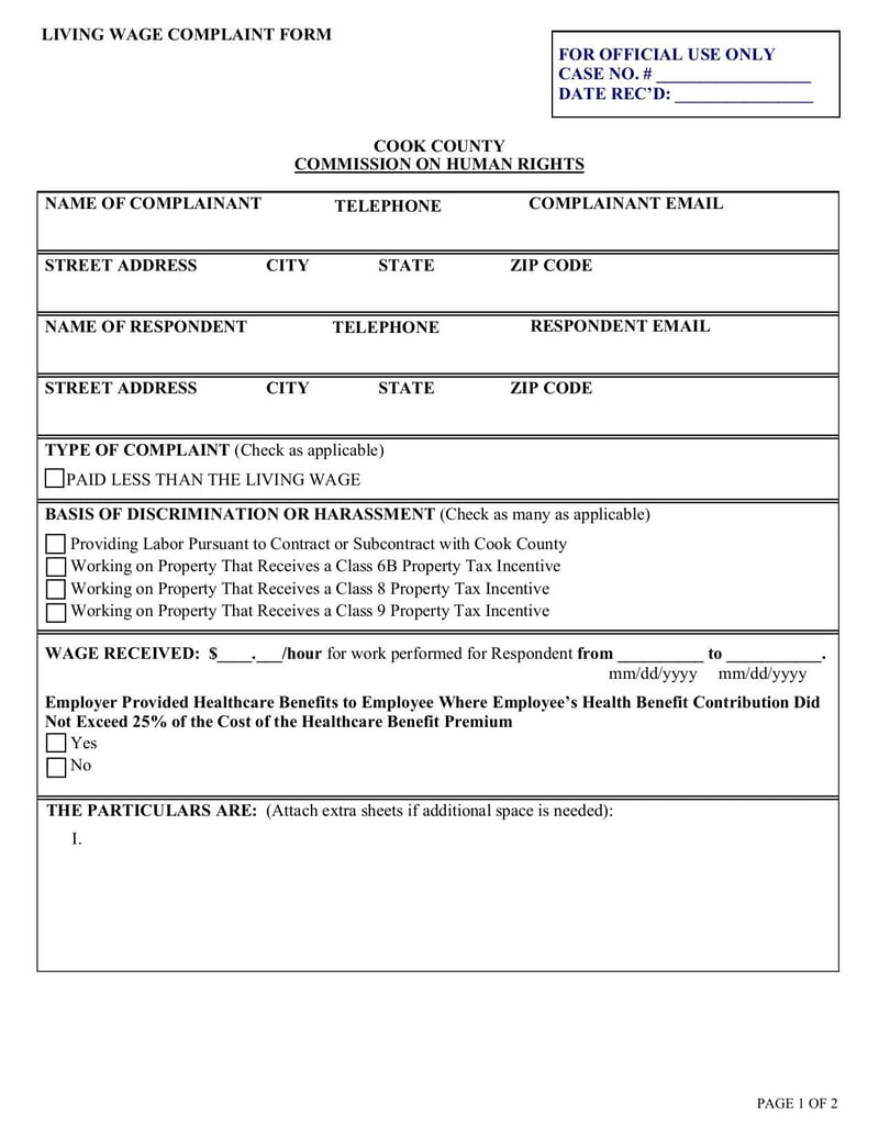 Large thumbnail of Living Wage Complaint Form - Sep 2021