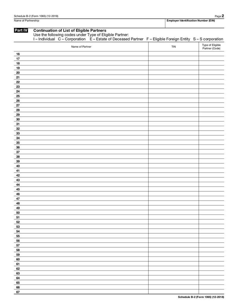 Large thumbnail of Schedule B-2 (Form 1065) - Dec 2018