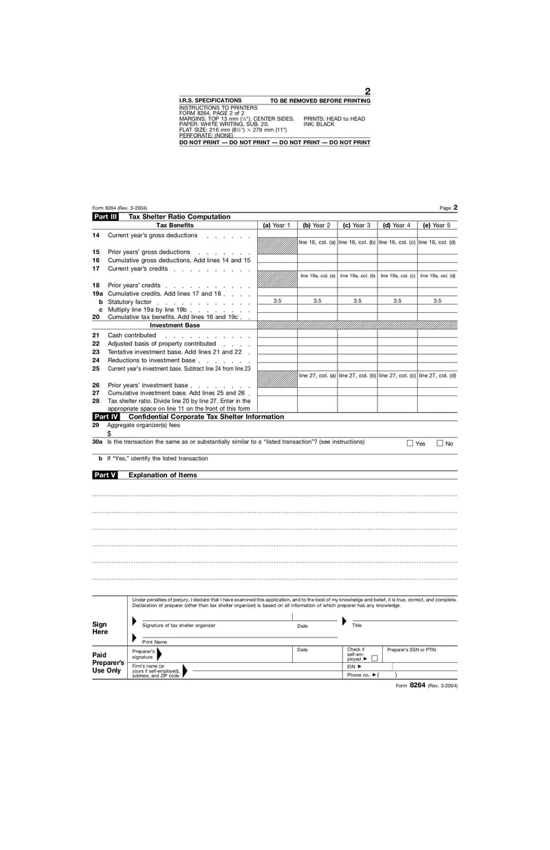 Thumbnail of Form 8264 - Mar 2004 - page 1