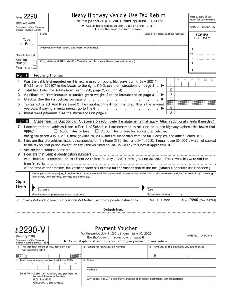 Large thumbnail of Form 2290 - Jul 2001