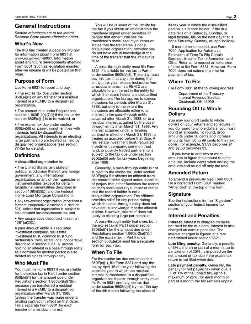 Large thumbnail of Form 8831 - Jan 2012