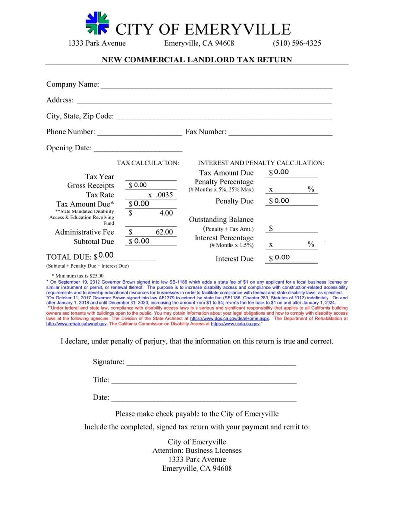 Large thumbnail of Emeryville Business License Application